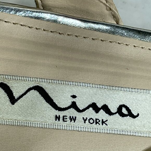 Nina Sandals Womens Sz 9 Gerri Slingback Silver Rhinestones 2.5 Inch Heels - Picture 6 of 10